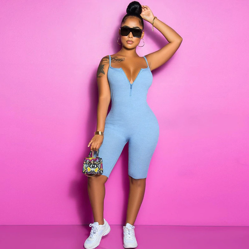 Sleeveless Zipped Bodycon Playsuit Mssza