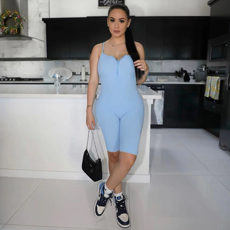 Sleeveless Zipped Bodycon Playsuit Mssza