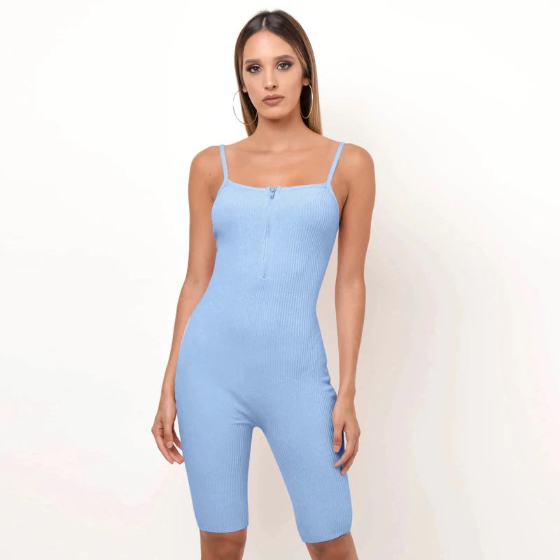 Sleeveless Zipped Bodycon Playsuit Mssza