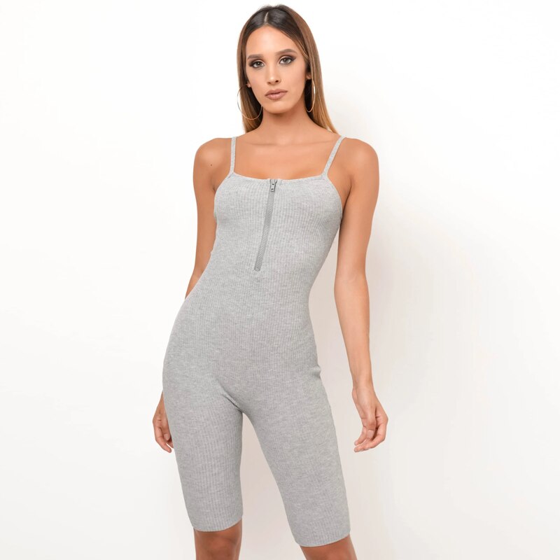 Sleeveless Zipped Bodycon Playsuit Mssza
