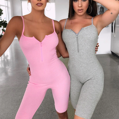 Sleeveless Zipped Bodycon Playsuit Mssza