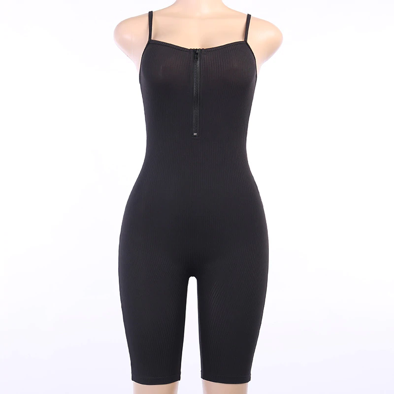 Sleeveless Zipped Bodycon Playsuit Mssza