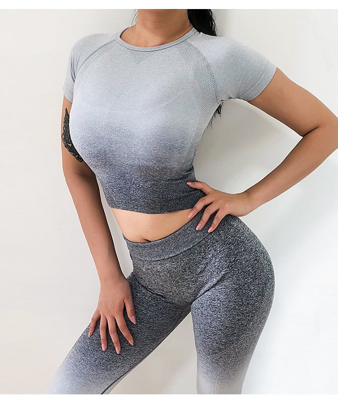 Slim O-neck Fitness Gym Crop Tops Shirt Mssza