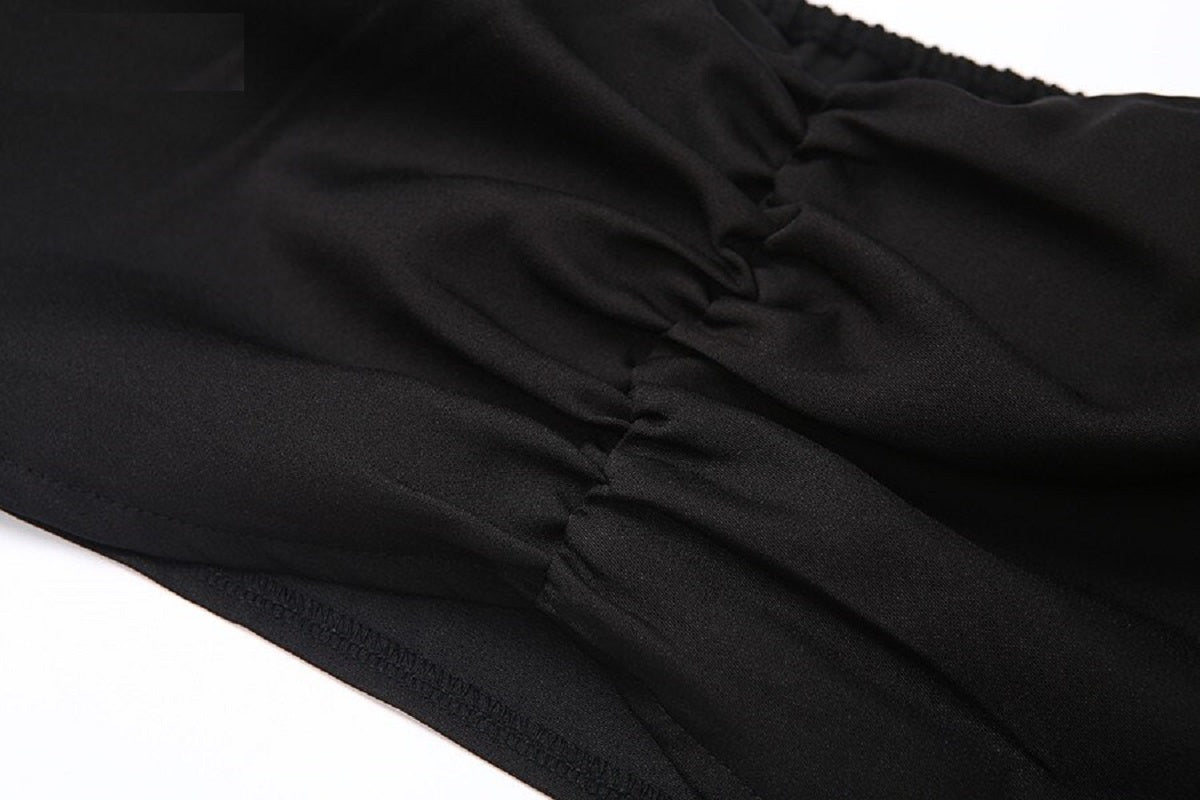 Slim Square Collar Pleated Casual Streetwear Tees Mssza
