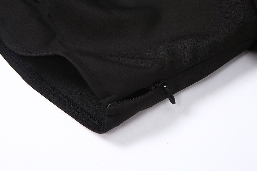 Slim Square Collar Pleated Casual Streetwear Tees Mssza