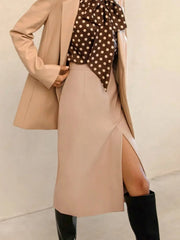 Slit High Waist Office Lady Elegance Pencil Solid Elegant Midi Skirts Mssza