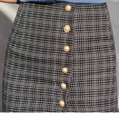 Slit Slim Hip Button Decoration Elegant Office And Casual Skirts Mssza