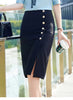 Slit Slim Hip Button Decoration Elegant Office And Casual Skirts Mssza