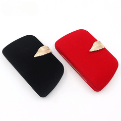 Smooth Solid Velour Wedding Bridal Party Purse Clutch Bag with Metal Leaf Clasp New Arrival Exquisitely Women's Clutch Bag Mssza