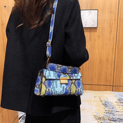 Snakeskin Pattern Luxury Woman Bag  Women Brand Pu Leather Square Messenger Brand Female Totes Crossbody Mssza