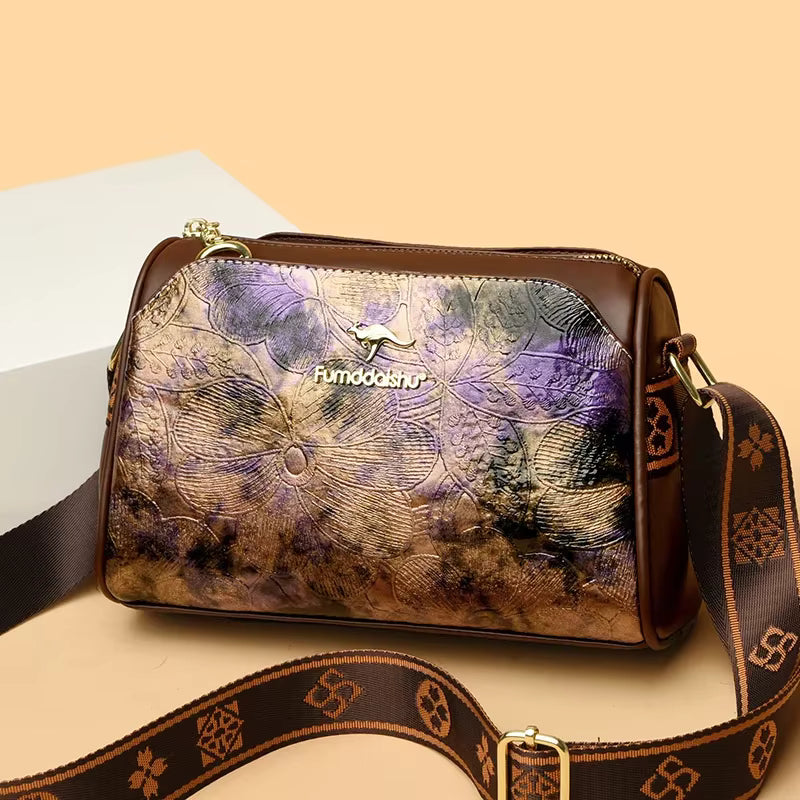Soft Leather Interior Compartment Crossbody Messenger Bag Mssza