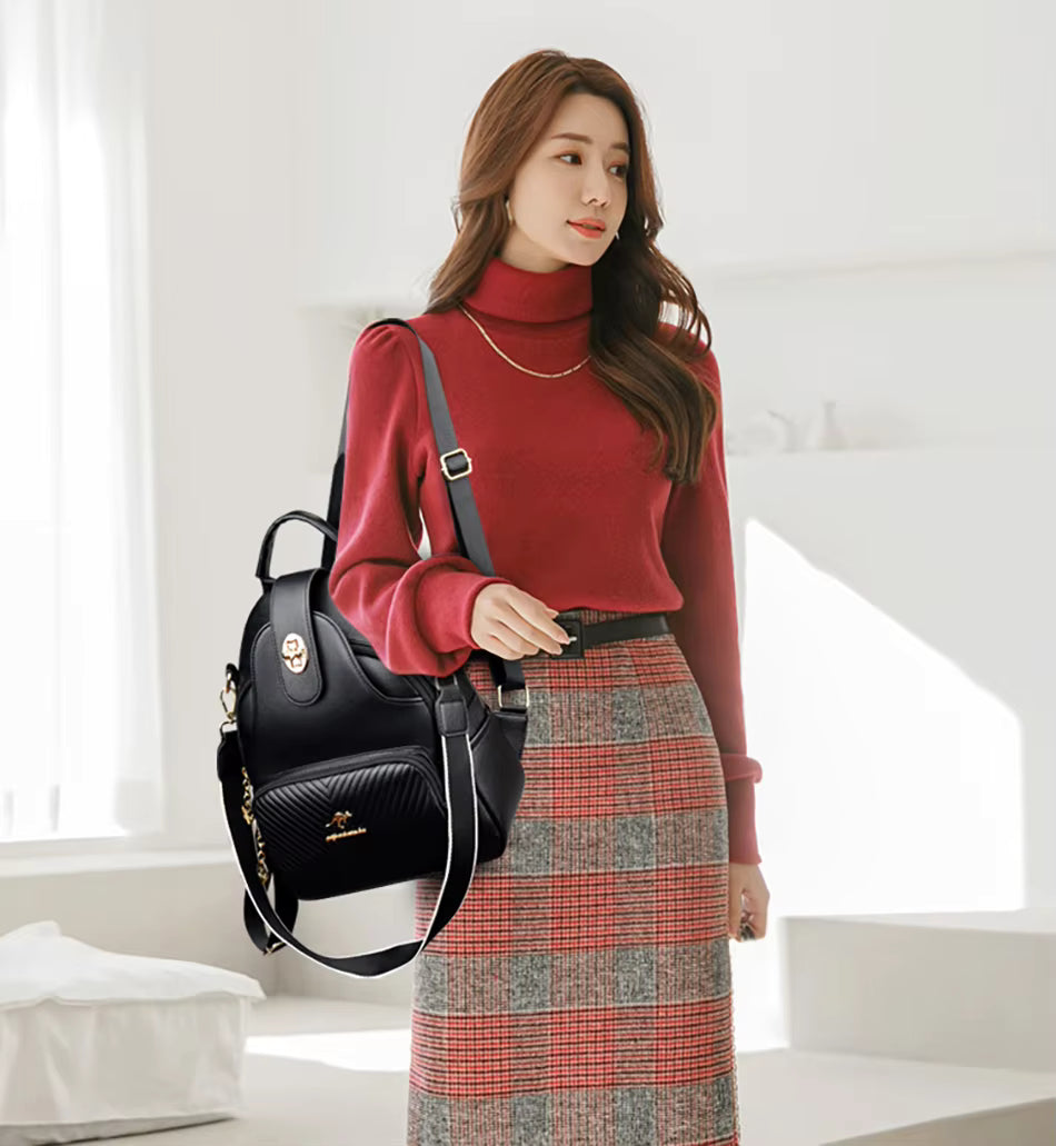 Soft Leather Interior Slot Pocket High Quality Fashionable Backpack Mssza