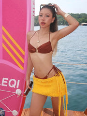 Solid Bandage Tassel Body-shaping High Waist Bottoms Daily Wild Streetwear Mini Skirts Mssza