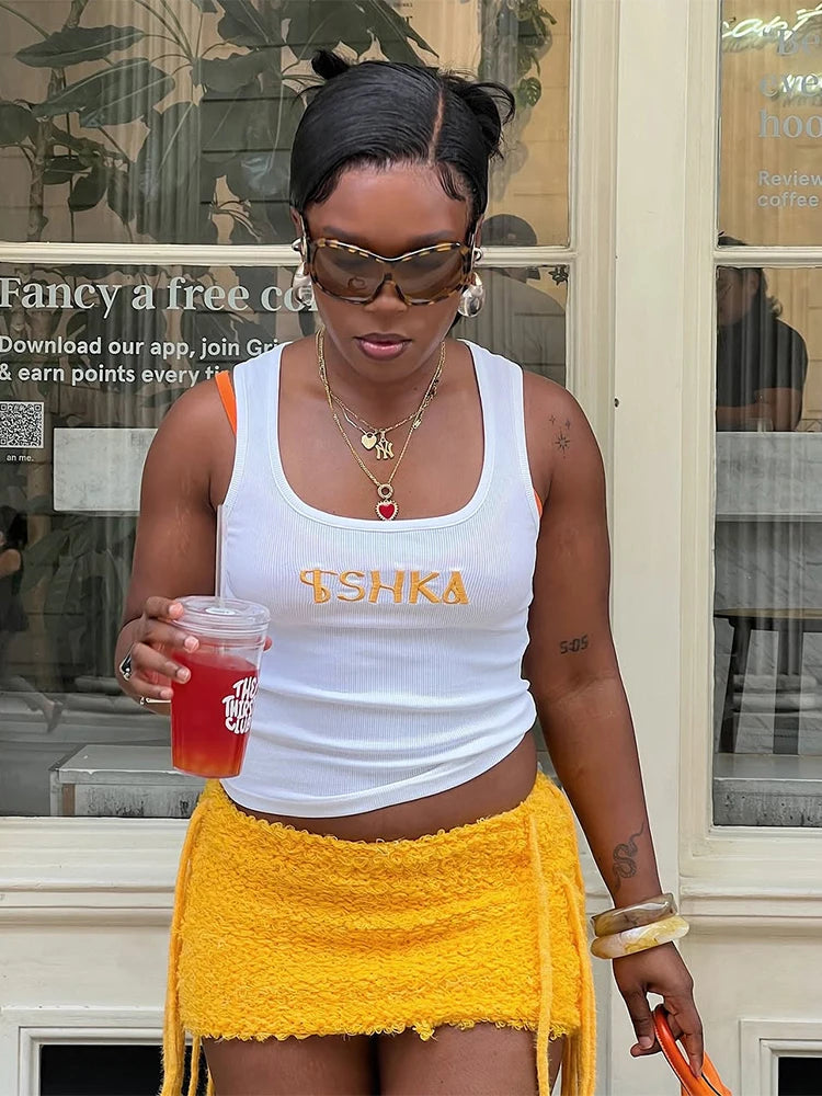 Solid Bandage Tassel Body-shaping High Waist Bottoms Daily Wild Streetwear Mini Skirts Mssza