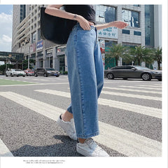 Solid Casual High Waist Straight Loose Pants Mssza