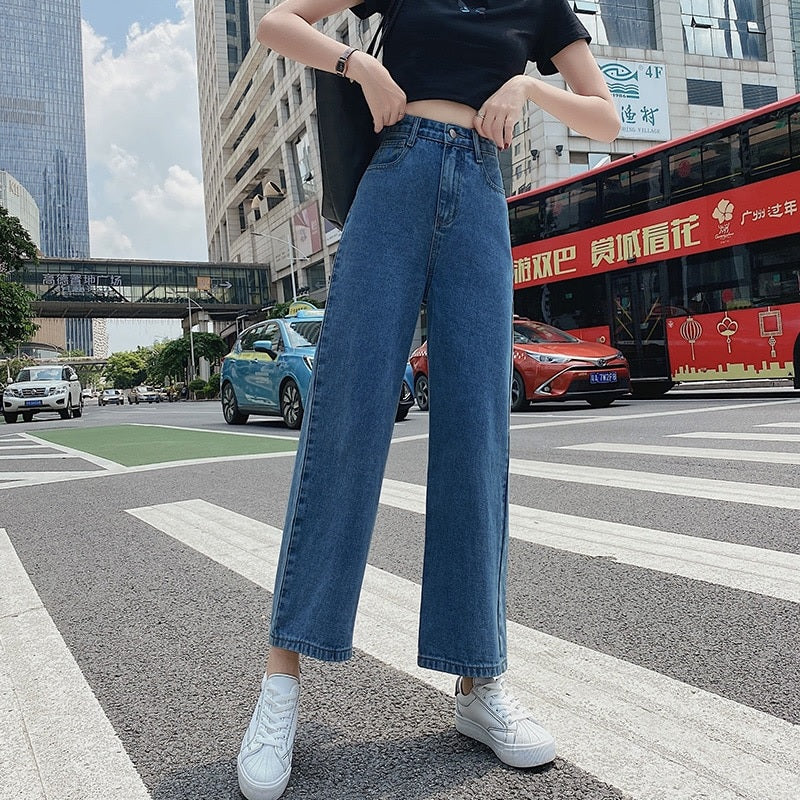 Solid Casual High Waist Straight Loose Pants Mssza