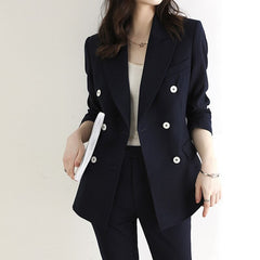Solid Casual Full Slim Turndown Collar Pants Sets Mssza