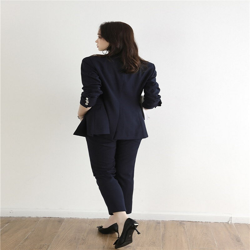Solid Casual Full Slim Turndown Collar Pants Sets Mssza