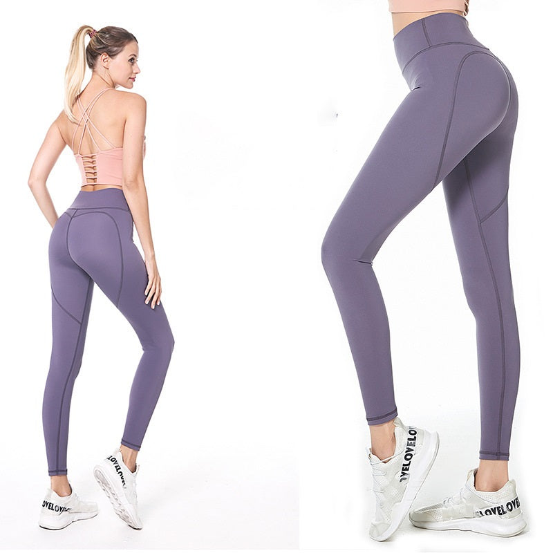 Solid Color Butt Lifter High Waist Sports Leggings Mssza