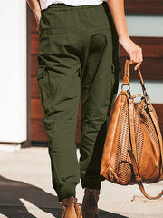 Solid Color Cotton Pockets Overalls Trouser Pants Mssza