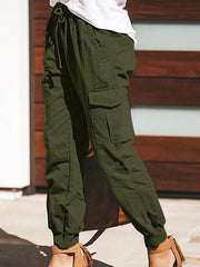 Solid Color Cotton Pockets Overalls Trouser Pants Mssza