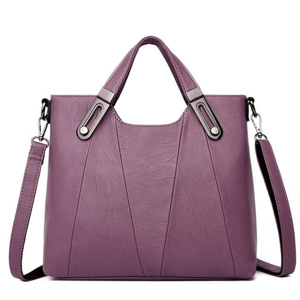 Solid Color High Quality Leather Large Capacity Shoulder Bag Mssza