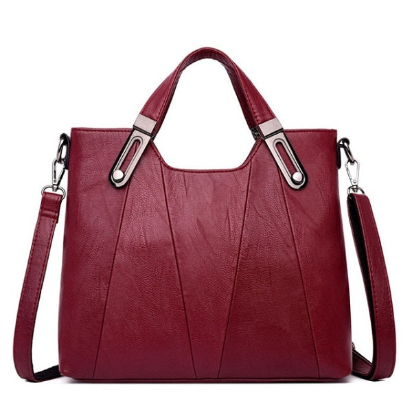 Solid Color High Quality Leather Large Capacity Shoulder Bag Mssza