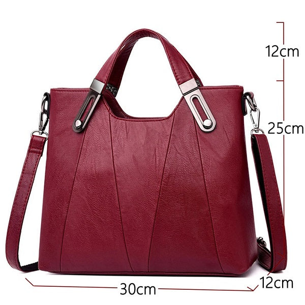 Solid Color High Quality Leather Large Capacity Shoulder Bag Mssza