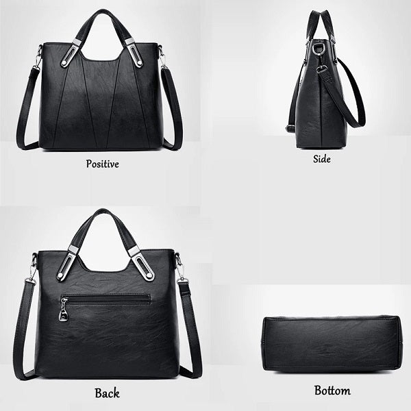 Solid Color High Quality Leather Large Capacity Shoulder Bag Mssza