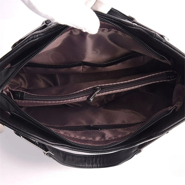 Solid Color High Quality Leather Large Capacity Shoulder Bag Mssza