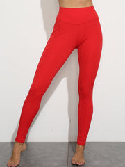 Solid Color High Waist Sports Leggings With Pockets Mssza