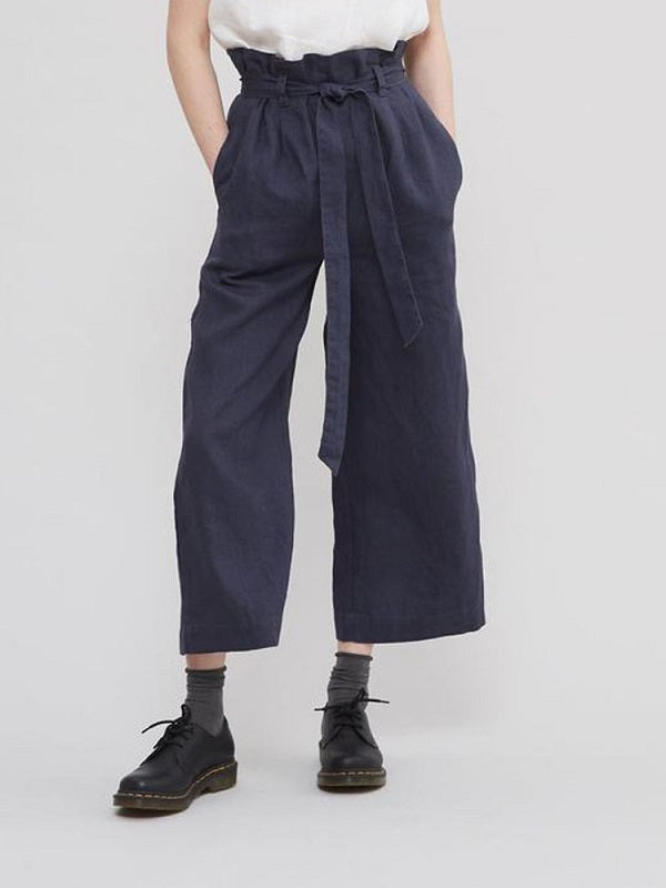 Solid Color Loose Causal Wide Leg Pants With Belt Mssza