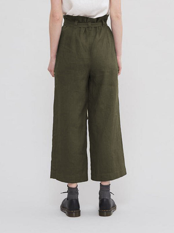 Solid Color Loose Causal Wide Leg Pants With Belt Mssza