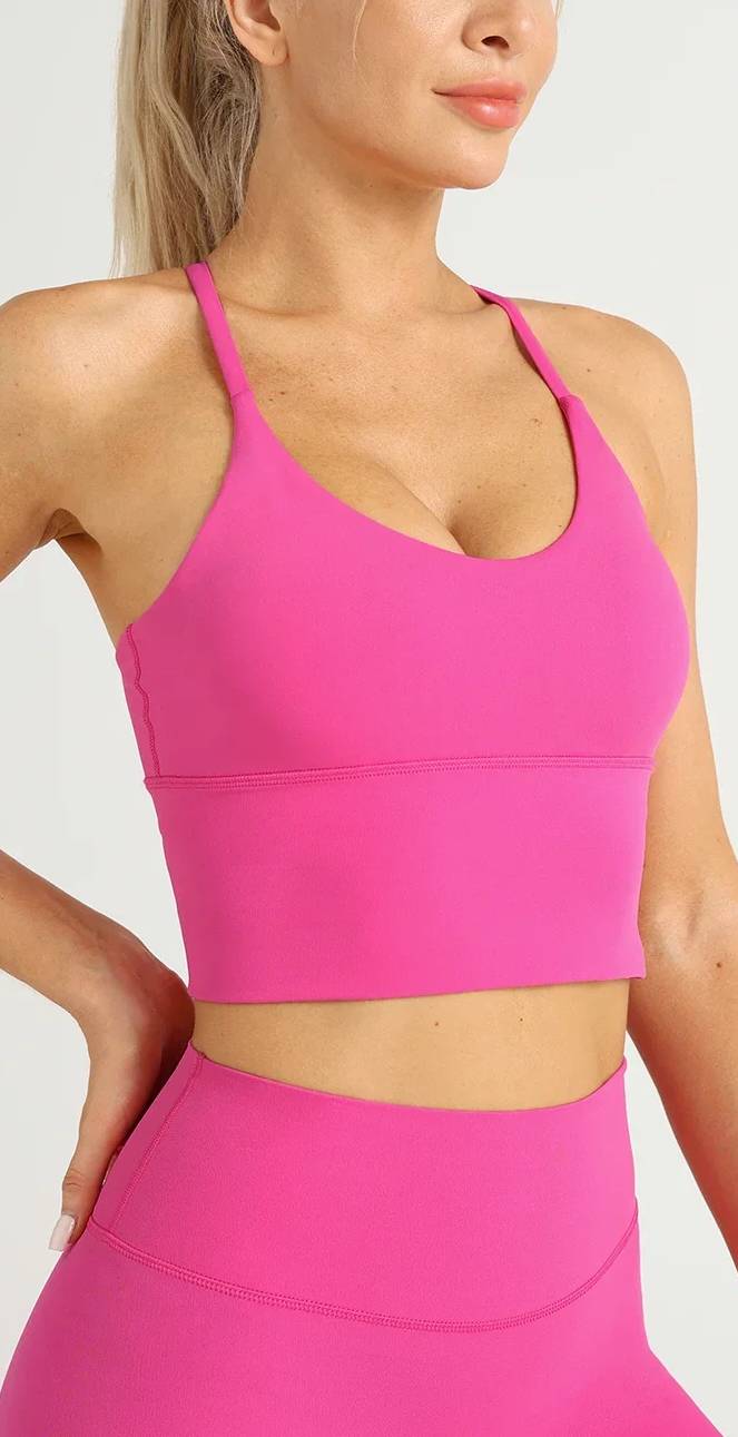 Solid Color Naked Feeling Cross Back Y Shape Sports Yoga Jogging Workout Bra Mssza