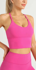Solid Color Naked Feeling Cross Back Y Shape Sports Yoga Jogging Workout Bra Mssza