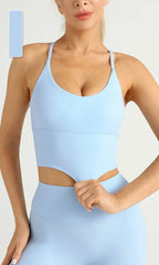 Solid Color Naked Feeling Cross Back Y Shape Sports Yoga Jogging Workout Bra Mssza