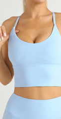 Solid Color Naked Feeling Cross Back Y Shape Sports Yoga Jogging Workout Bra Mssza