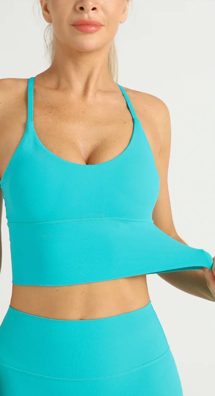 Solid Color Naked Feeling Cross Back Y Shape Sports Yoga Jogging Workout Bra Mssza