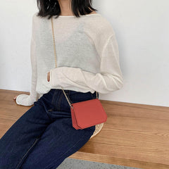 Solid Color PU Leather Designer Mini Chain Crossbody Bag Mssza