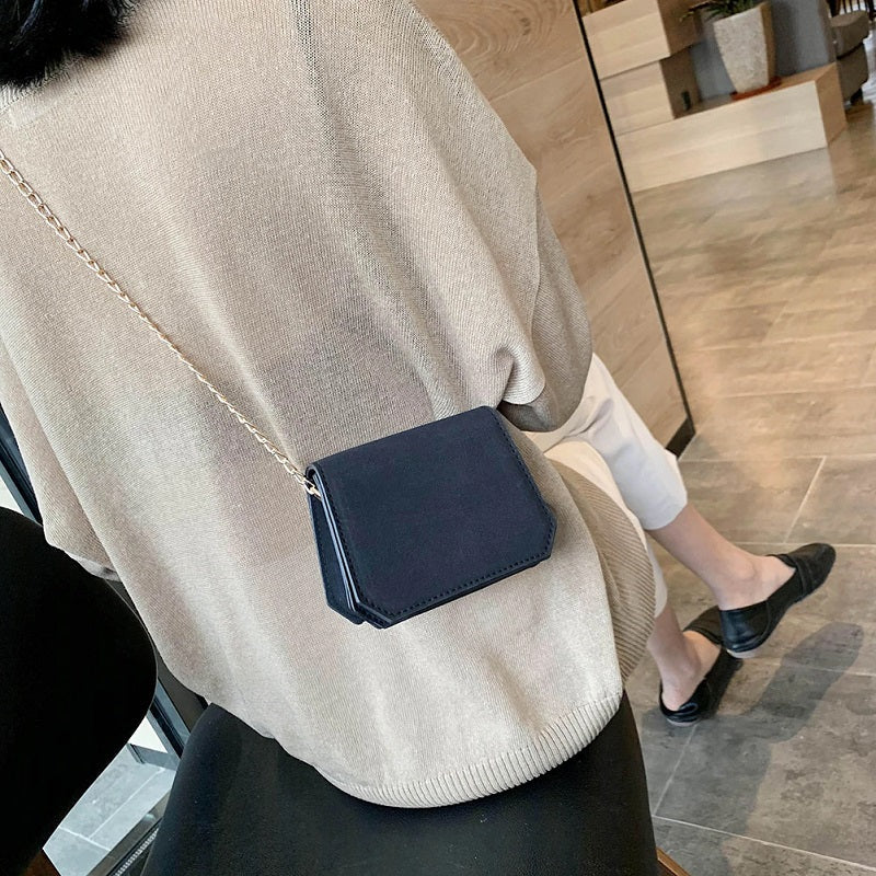 Solid Color PU Leather Designer Mini Chain Crossbody Bag Mssza
