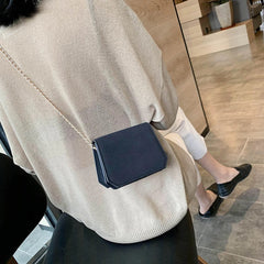 Solid Color PU Leather Designer Mini Chain Crossbody Bag Mssza