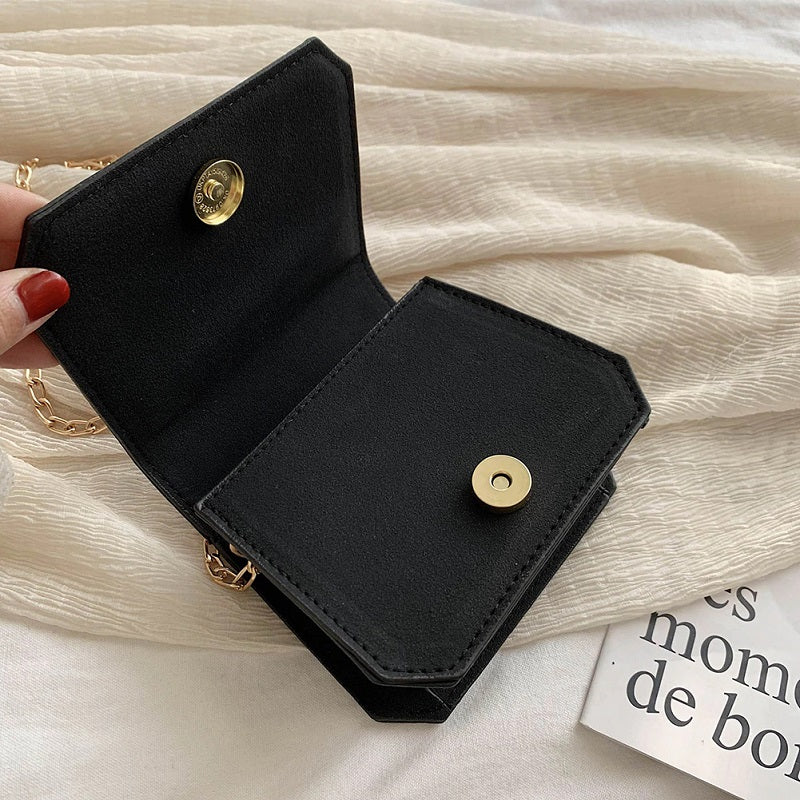 Solid Color PU Leather Designer Mini Chain Crossbody Bag Mssza