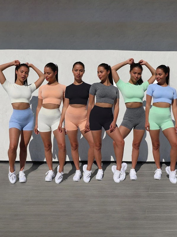 Solid Color Skinny Short Yoga Pants Mssza
