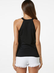 Solid Crossed Front See Through Design Halter Cami Mssza