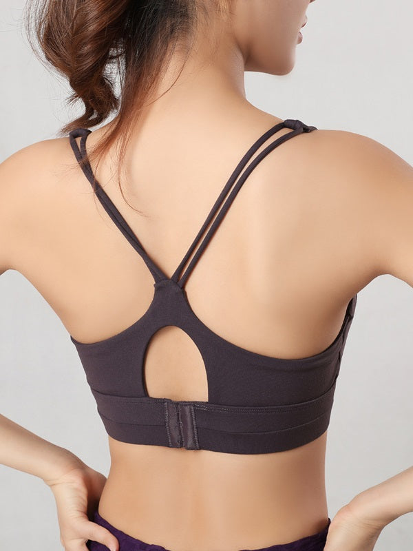 Solid Hollow Out Cropped Yoga Tanks Mssza