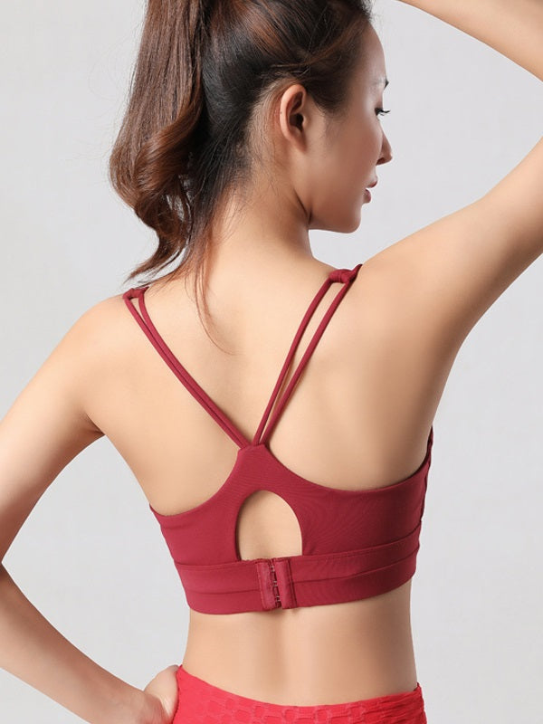 Solid Hollow Out Cropped Yoga Tanks Mssza