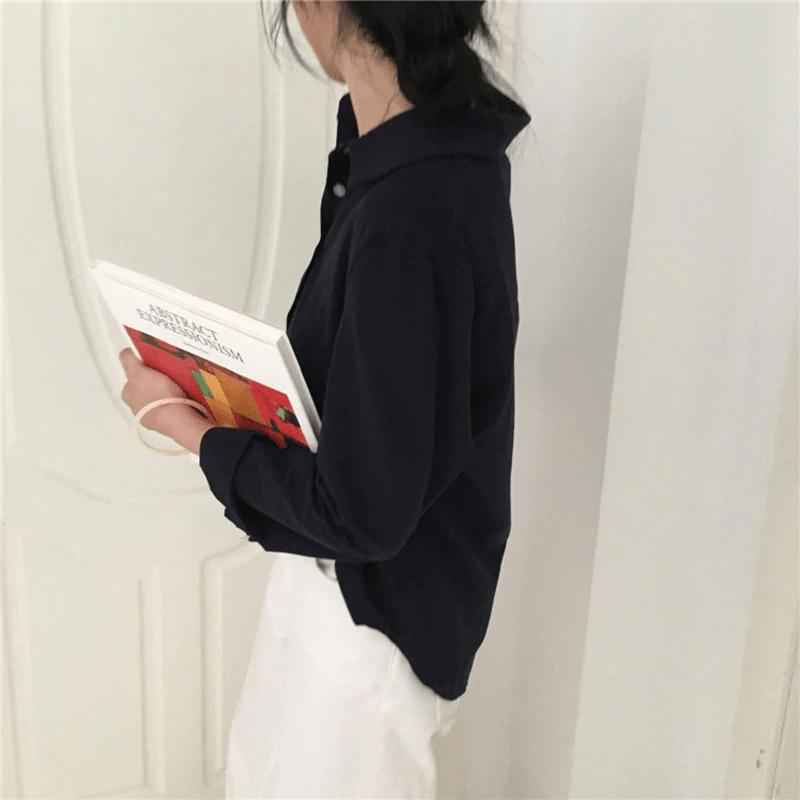 Solid Long Sleeve Office Blouse Mssza