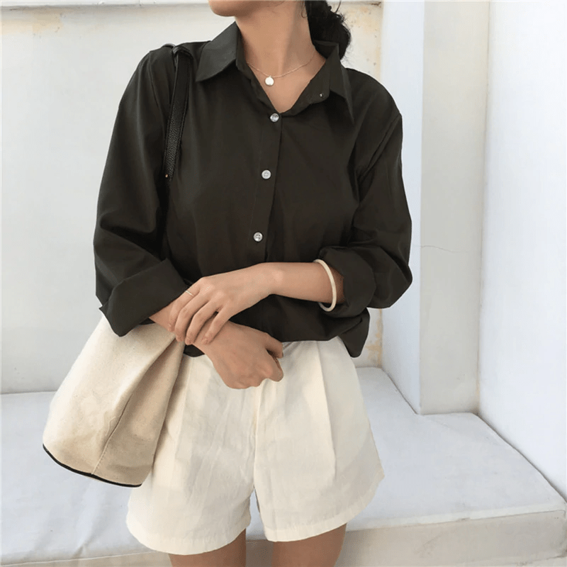 Solid Long Sleeve Office Blouse Mssza