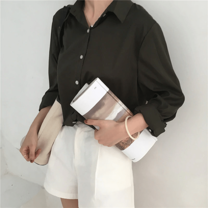Solid Long Sleeve Office Blouse Mssza