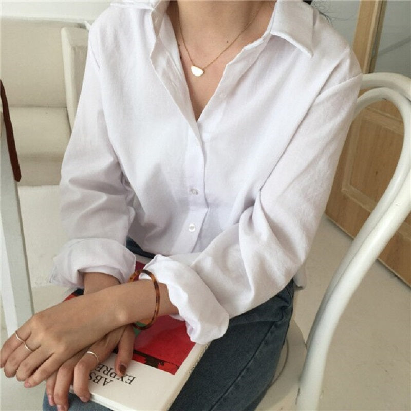 Solid Long Sleeve Office Blouse Mssza